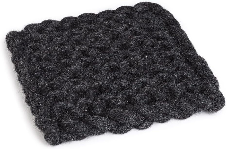 8 in. Chunky Knitted Trivet, Charcoal