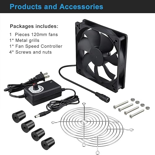 Miniatura 19 de Wathai Ventilador de computadora de 5.512 in x 0.984 in con enchufe de CA 110 V 120 V 220 V 240 V controlador de velocidad variable para bricolaje