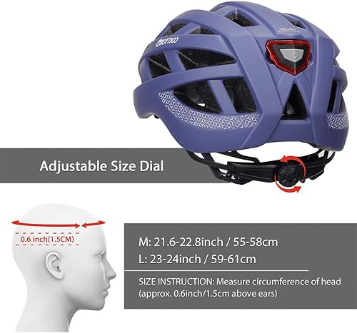 Miniatura 6 de Casco de bicicleta para adultos, hombres, mujeres con luz - Casco para carretera de montaña con almohadillas de repuesto y visera removible