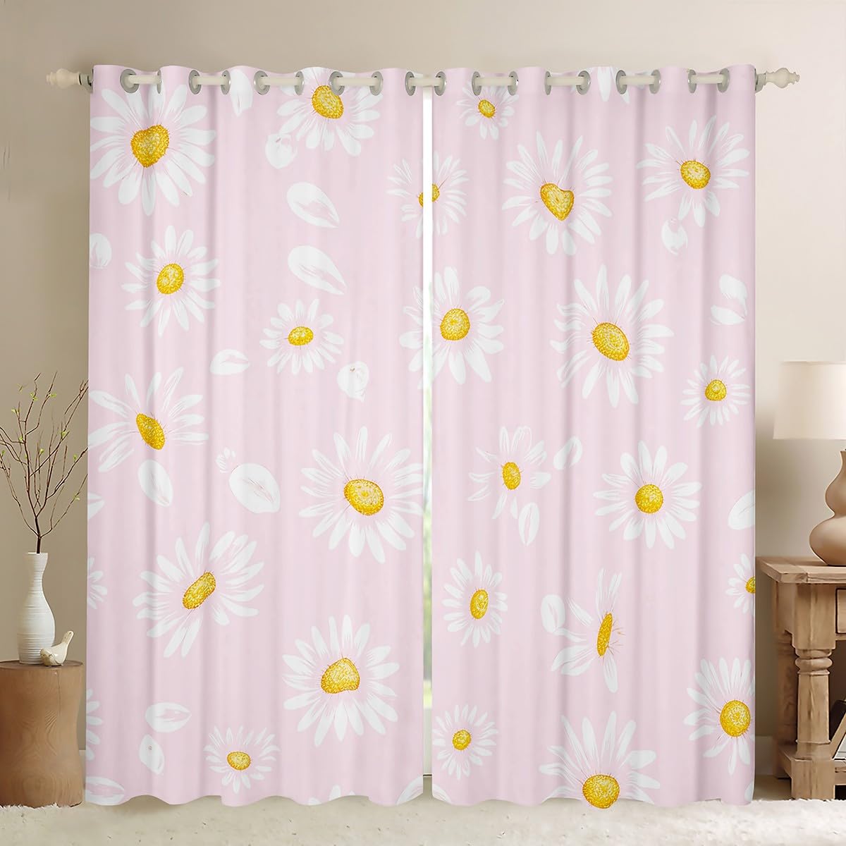 Rideau marguerites occultant pour chambre fille et garçon occultation et style rustique