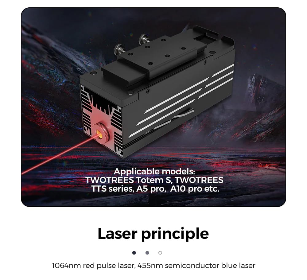 Twotrees T20 1064 nm Infrarot-Lasermodul, Laserpunkt: 0,03 mm x 0,03 mm, 1064 nm gepulster Laser für die TTS-Serie. Kann große Metallflächen und fast alle Arten von Materialien gravieren