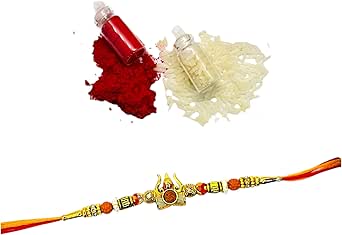 NiLy Craft Lord Shiva Trushul With Real Rudraksha Charm Rakhi For ...