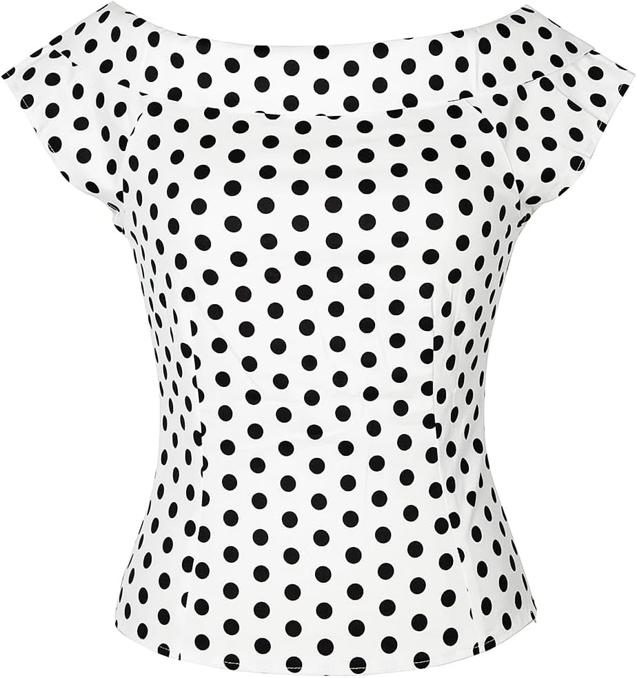 YARN & INK Women's 1950s Vintage Pinup Tops Back Bow Tie Cute Rockabilly Work Formal Shirt, Casual Blouse for Women