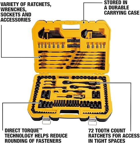 Miniatura 2 de Dewalt DWMT45184 - Juego de herramientas mecánicas de 184 piezas cromado negro
