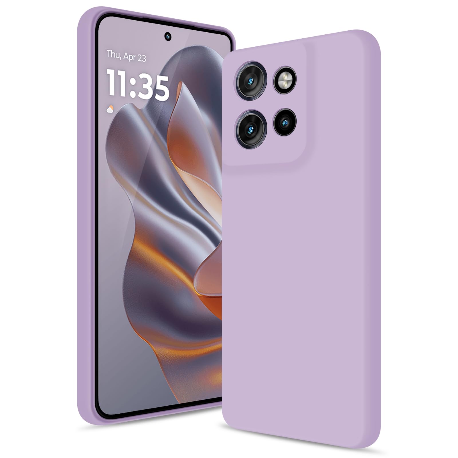 Cover per Motorola Edge 50 Neo, Custodia Antiurto Case Sottile in Silicone TPU con Fodera in Microfibra e Protezione della Fotocamera -Viola Chiaro