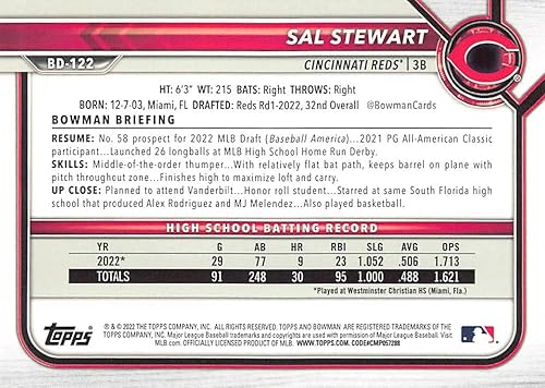 Miniatura 2 de 2022 Bowman Draft #BD-122 Sal Stewart