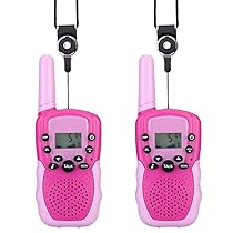 NK Walkie-Talkie per Bambini di 4 5 6 7 8 9 Anni (Batterie Incluse) – Lunga Distanza 3km, Display LED, 22 Canali, Giocattolo per Bambini con Torcia, Regalo di Natale Compleanno, Colore Rosa, Viola