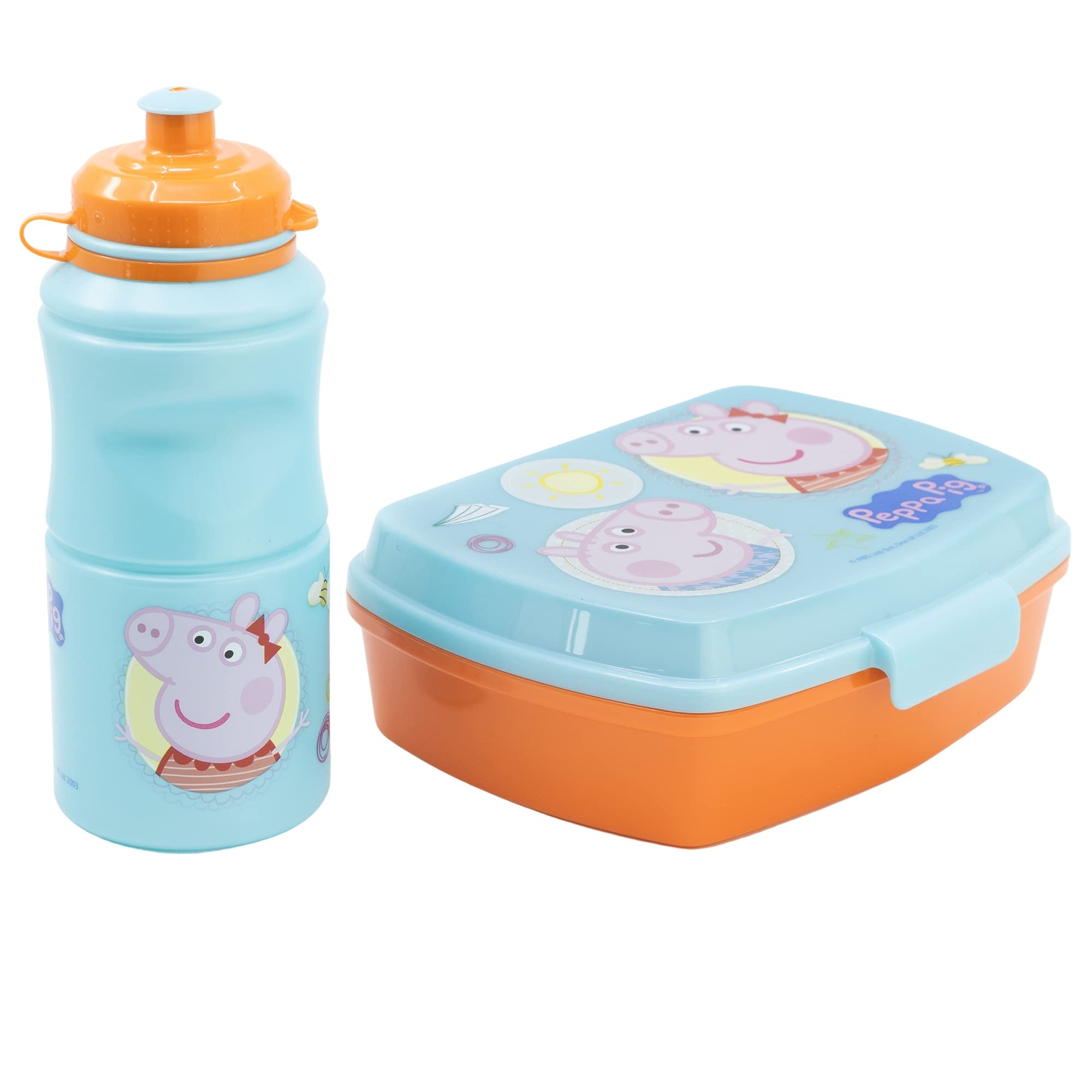 Stor Pink Peppa Pig Rectangular Lunch Box And Sport Bottle Set 380 Ml