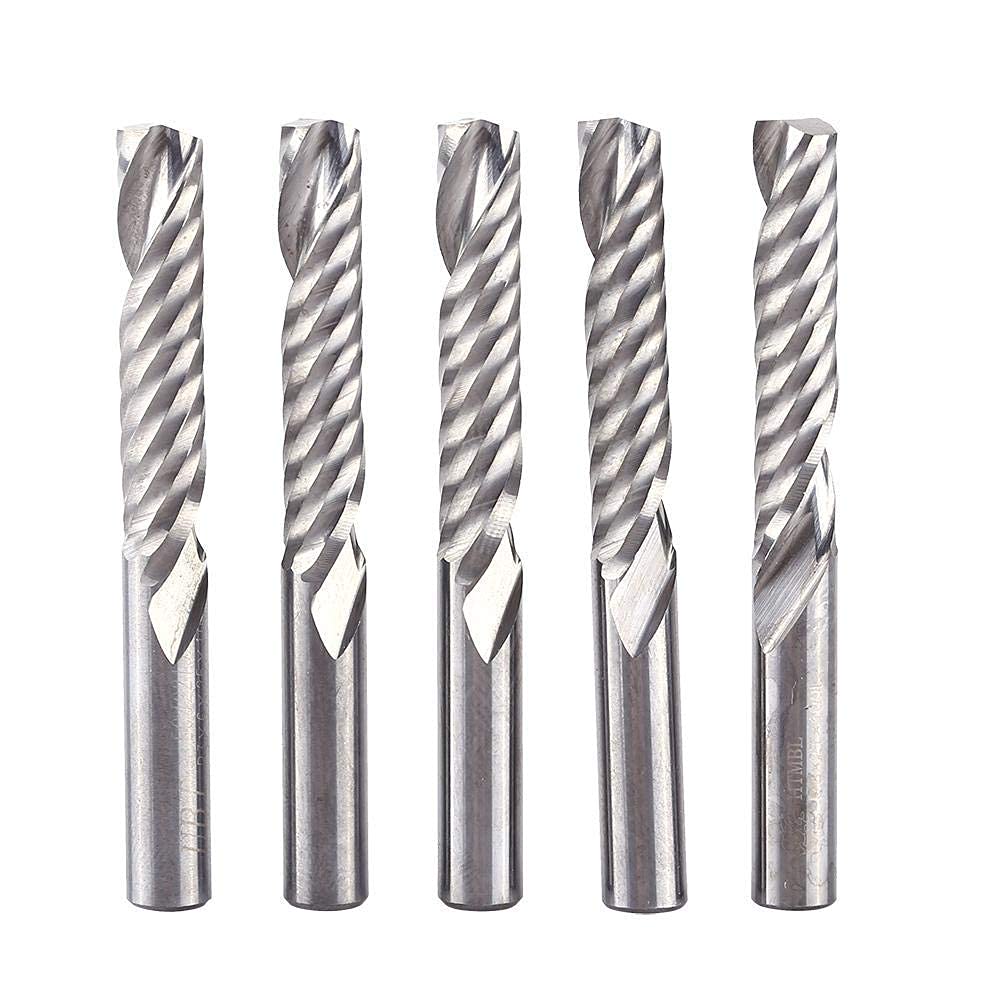 5pcs 6mm Fresas de carburo de tungsteno de una sola flauta Fresa en espiral Fresadora CNC Fresa Bits para máquina de corte CNC