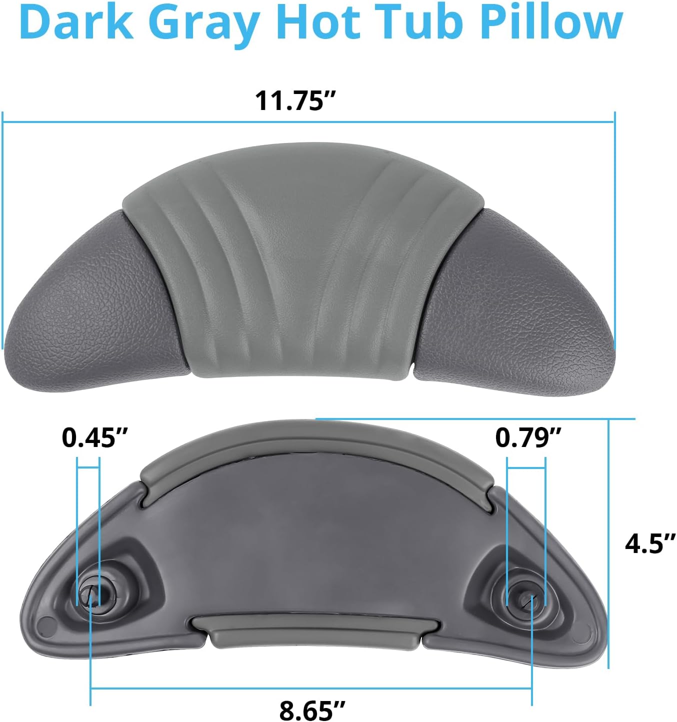26-1303-85 Spa Pillow Replacement Head Rest Pillows Dark Grey Hot Tub Pillow Headrest Compatible with Artesian Island Spas Hot Tubs Isla Margarita Grand Bahama Grand Cayman Antigua Captiva (2Pack)