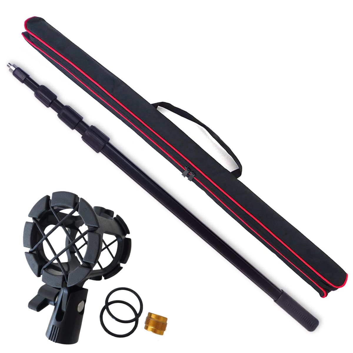 KEEPDRUM MPB03 - Asta telescopica per microfoni, lunghezza 3 m, con supporto elastico a ragno PCMH1
