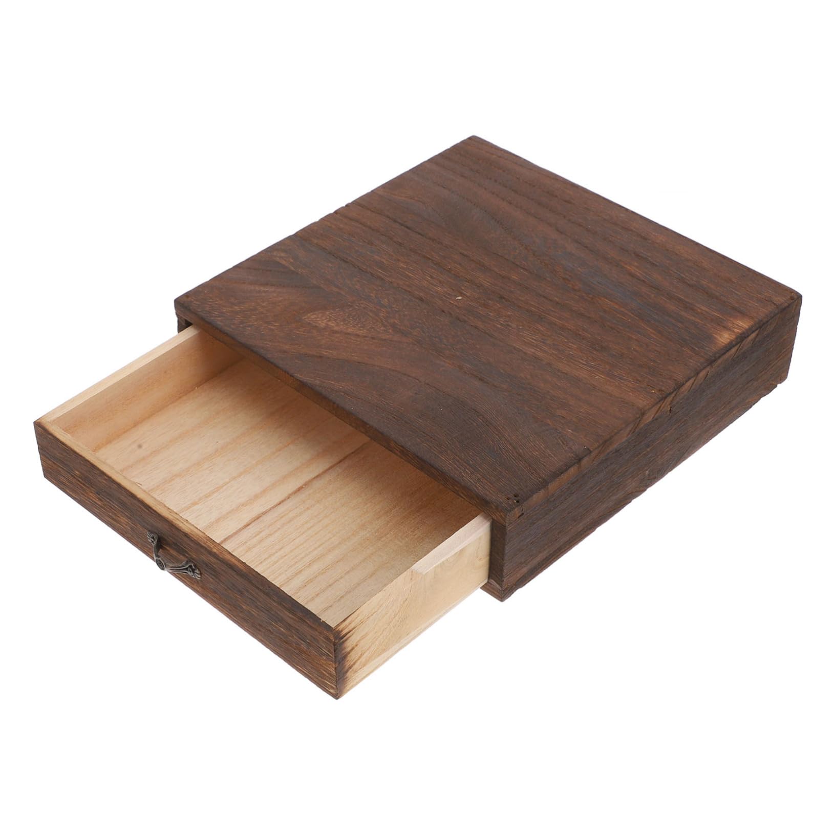 Drewniany organizer na biurko 23 cm x 22 cm x 6 cm z szufladą do przechowywania biżuterii i akcesoriów do domowego biura i studia - stylowe i funkcjonalne rozwiązanie do przechowywania na biurku