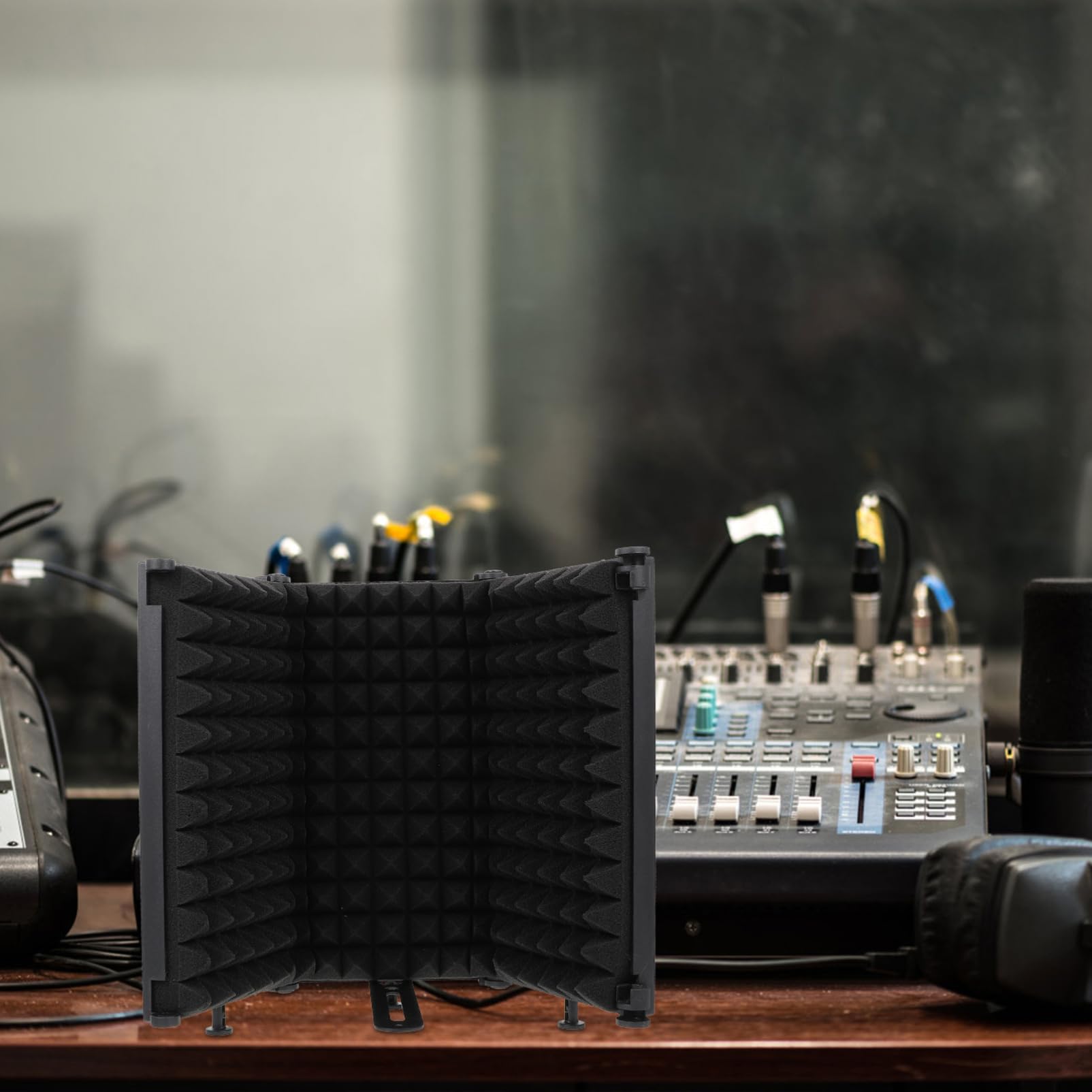1 juego Filtro Antiviento Plegable para Micrófono Alta Equipamiento de Grabación Portátil para Aislamiento Acústico