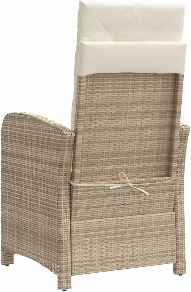 Reclining Garden Chair Set of 2 Beige Patio Set Outdoor Chairs for Indoor Outdoor