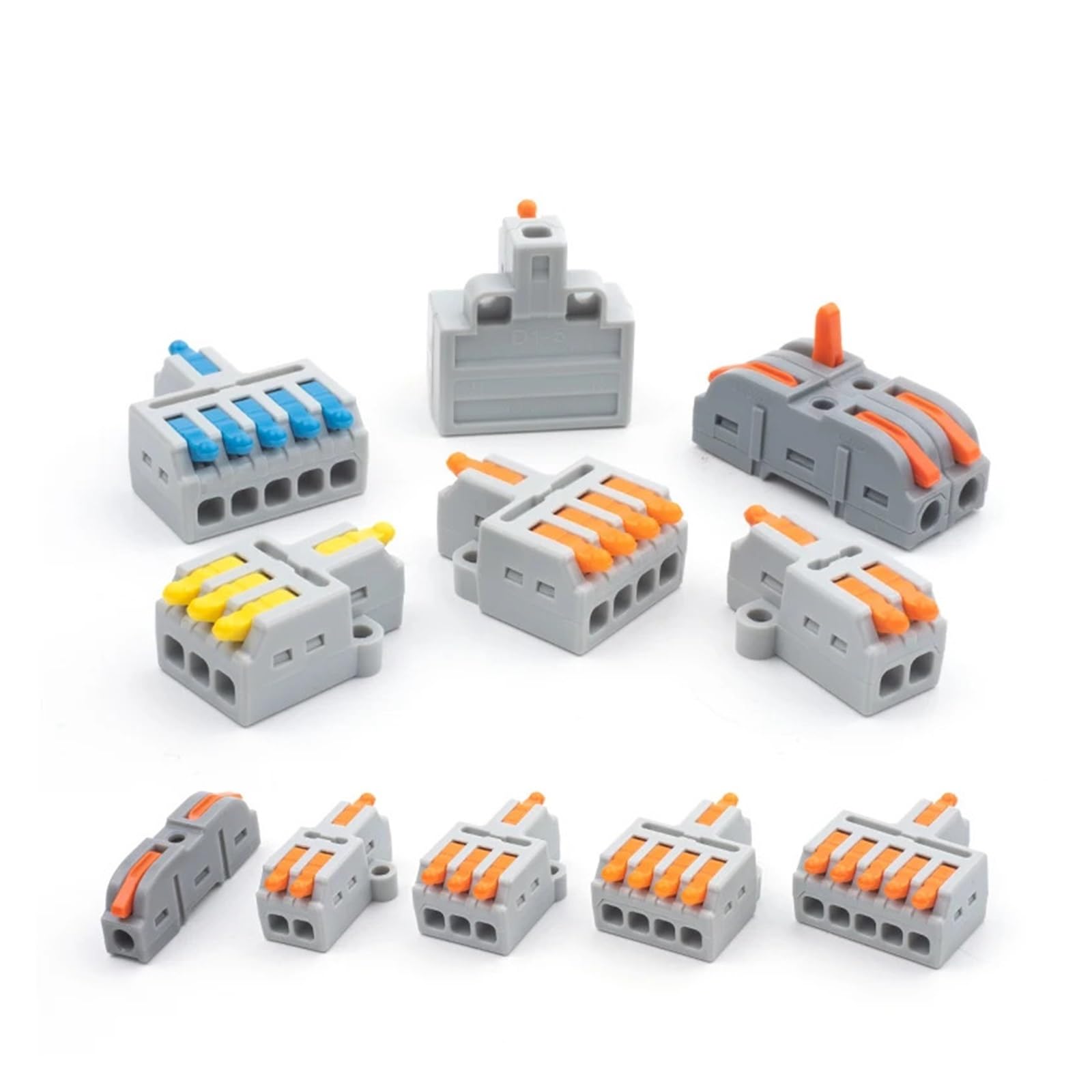 1 in Multiple Out Lever Wire Connectors 28-12 AWG Push-in Compact Splicing Wiring Terminals Quick Disconnects Home Junction Box(D1-2Y)