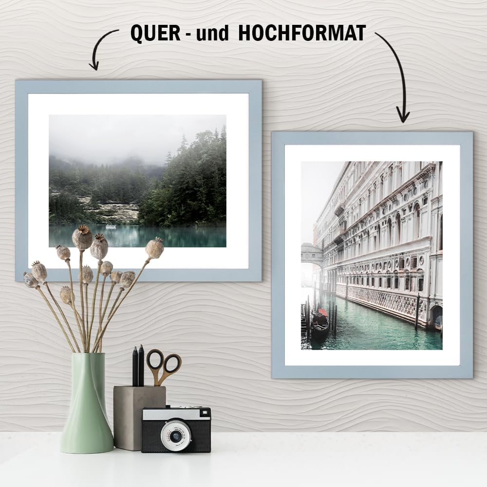 Haak Bilderrahmen modern stabil Miko Wellenblau Pastell Blau 80 X 121 cm Rahmen für Bilder Urkunden Poster Puzzle Pastell Farben