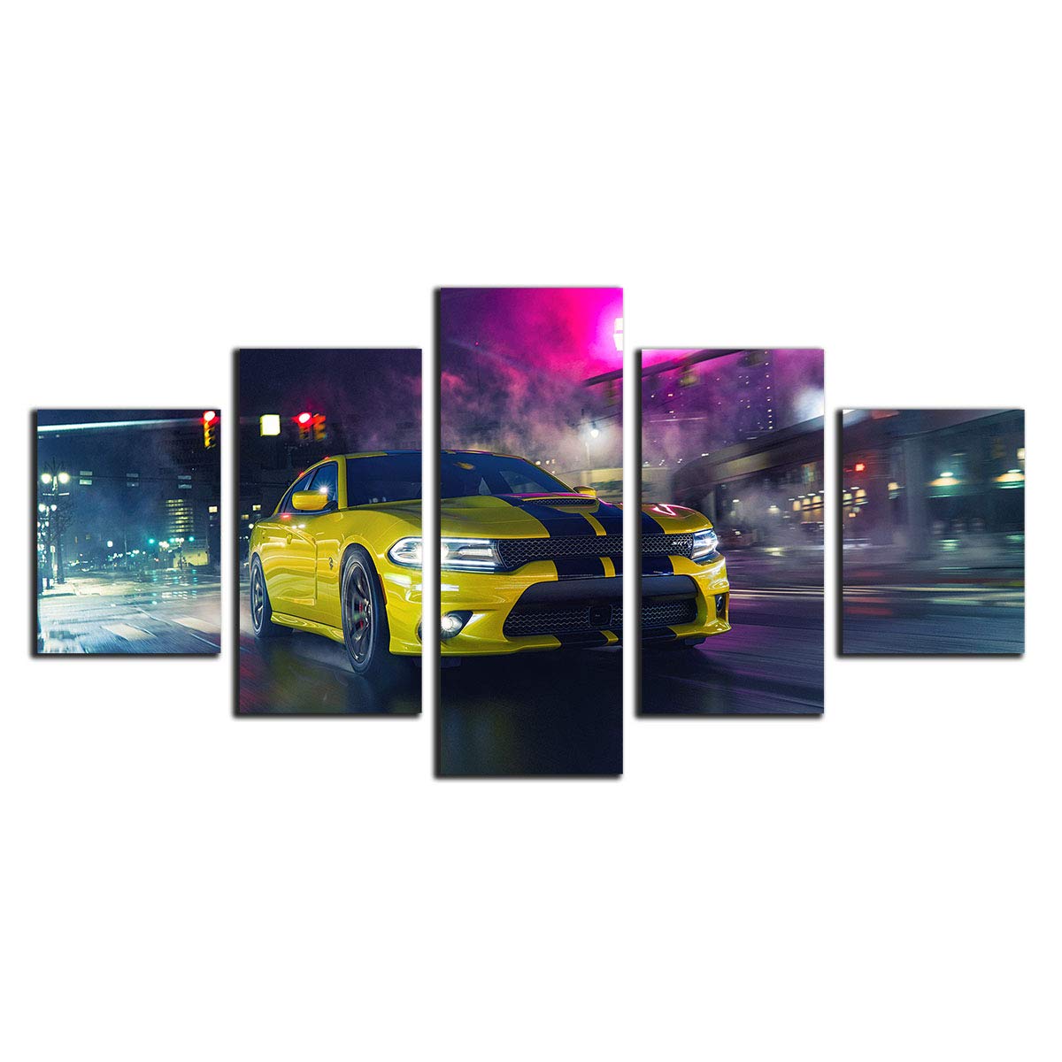 Affiches de voiture de sport rétro en 5 panneaux pour salon - Impression sur toile 50x100 cm