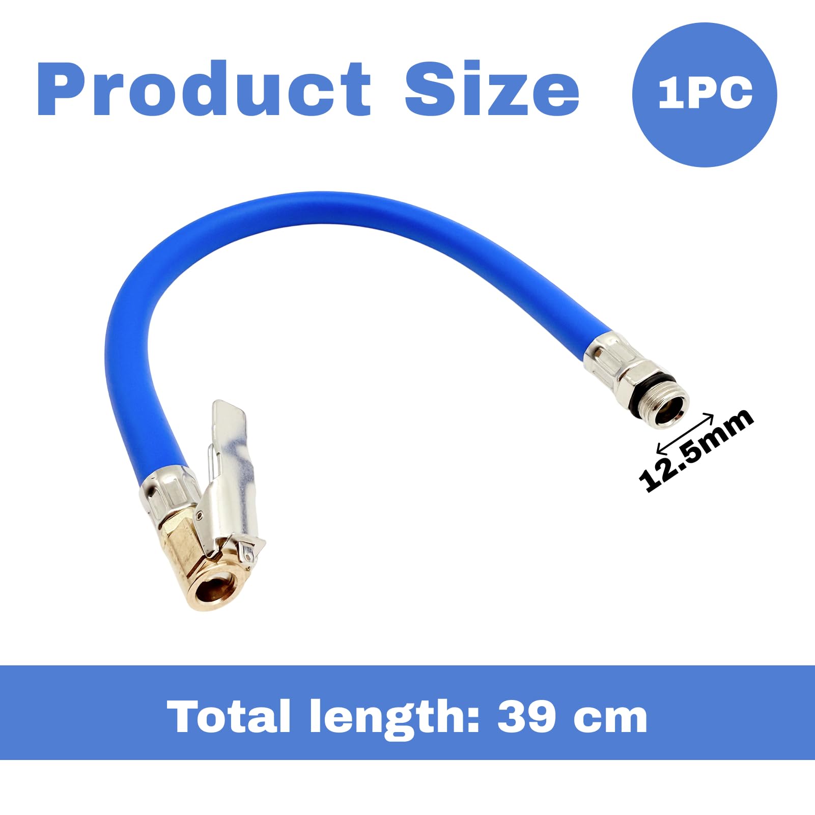 Neumático Bomba Manguera Adaptador 36cm Extensión Manguera de Inflador Manguera de Inflador con Conexión Roscada Estándar para Bicicletas, Motocicletas y Coches - Compatible con Válvulas Americanas