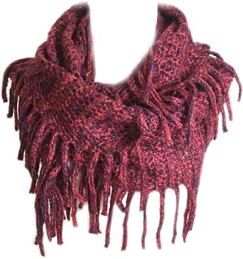 aesthetinc Classic Marbled Mix Color Tassel Knit Infinity Loop Scarf Wrap Soft Warm