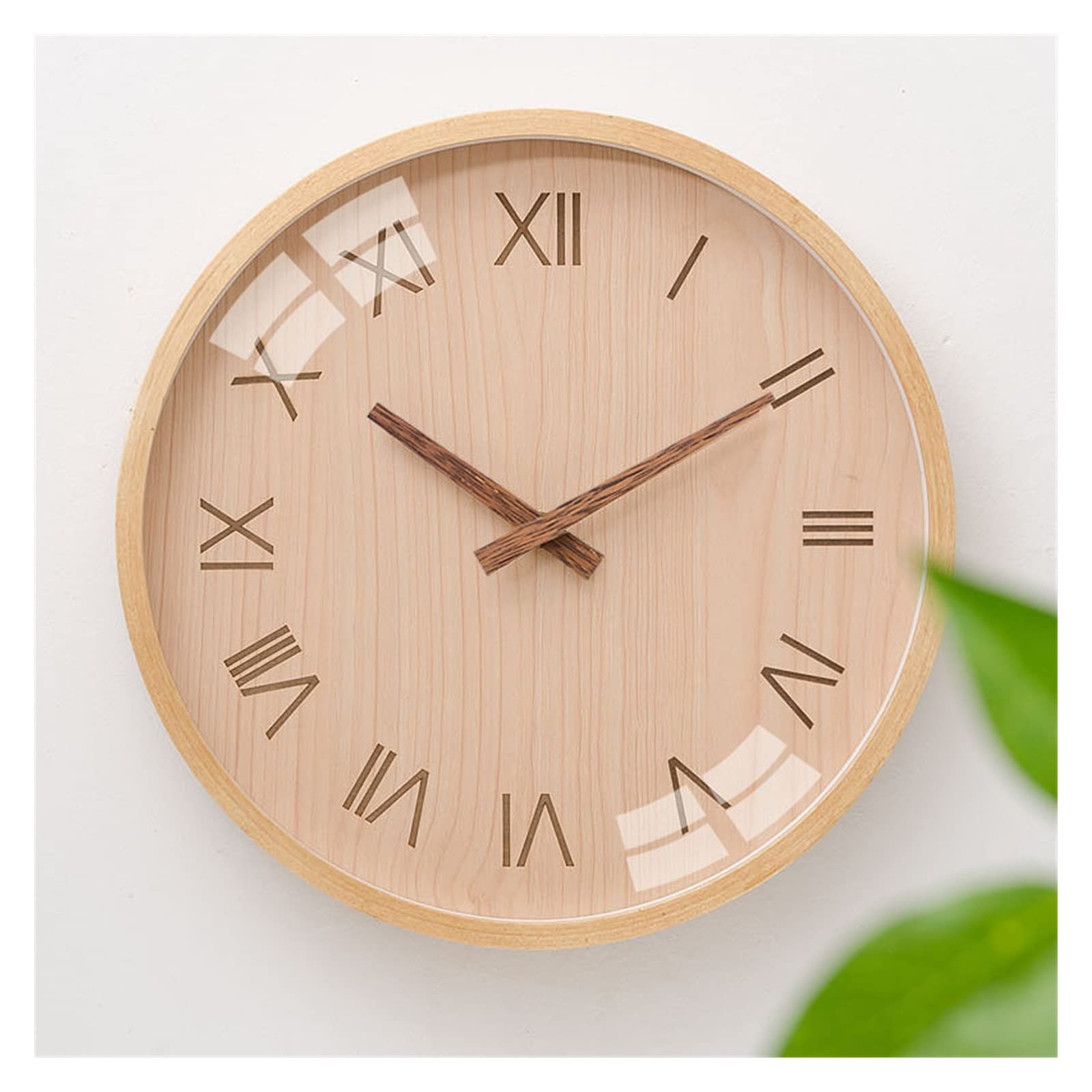 Orologio da parete, Orologio da parete in legno massello europeo for la casa semplice Design moderno con puntatore a registro for sala pranzo Reloj De Pared(B,10inch)