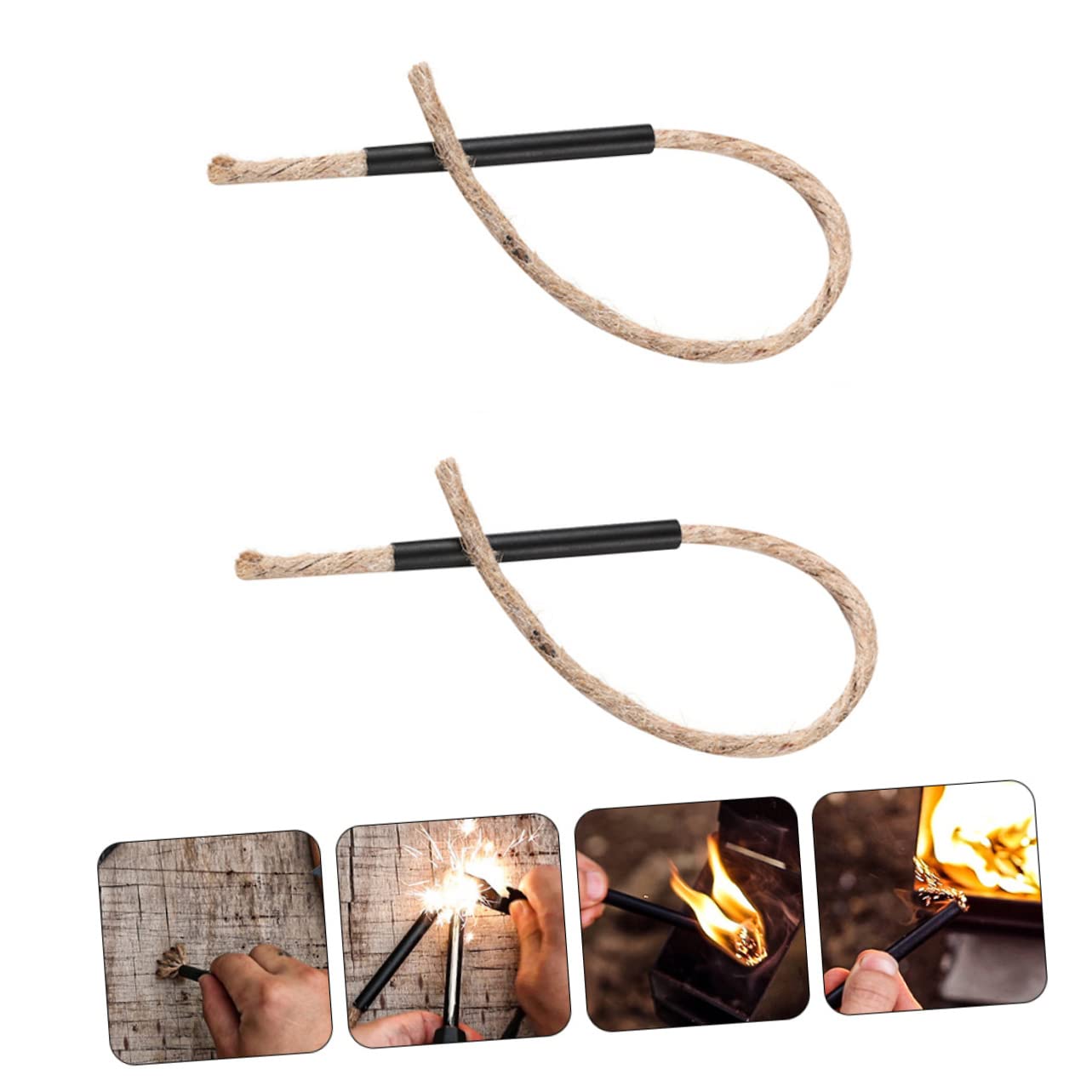 KOMBIUDA 2pcs Fire Starter Rope Durable Matchstick Rope for Camping Outdoor Use Lightweight Portable Fire Starting for Outdoor Enthusiasts
