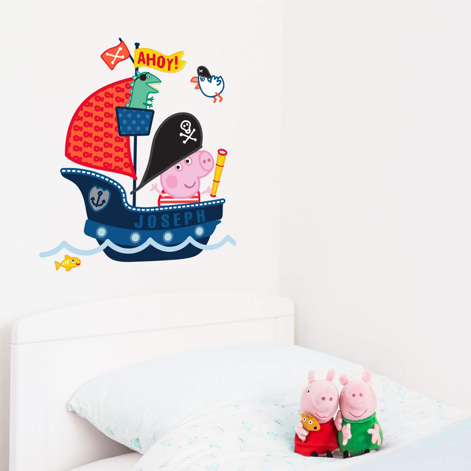 Stickerscape Peppa Pig George Wall Stickers (Personalised Pirate George - Regular Size)| Official Peppa Pig Wall Decal, Wall Decor | Easy to Apply, Cleanly Removable