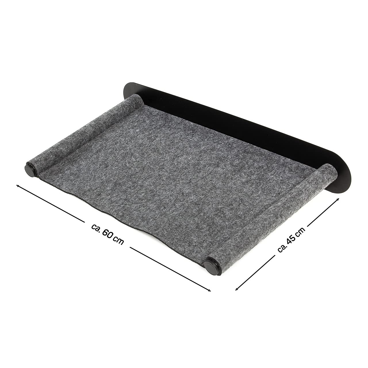 CanadianCat Company | Katzenhängematte aus Filz mit Wandmontage | ca. 65 x 35 x 10 cm | Anthrazit | Kletterwand Liegemulde Wandliege Katzenbett aus Filz