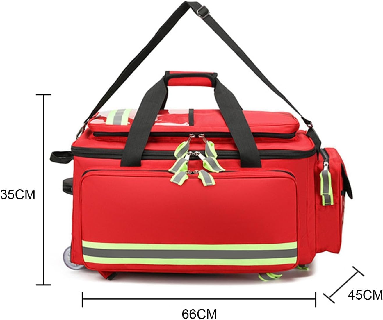 Large Capacity Trolley Box Type First Aid Kit, Multi-Functional Trauma Bag, Portable Emergency Survival Medical Backpack(Red)