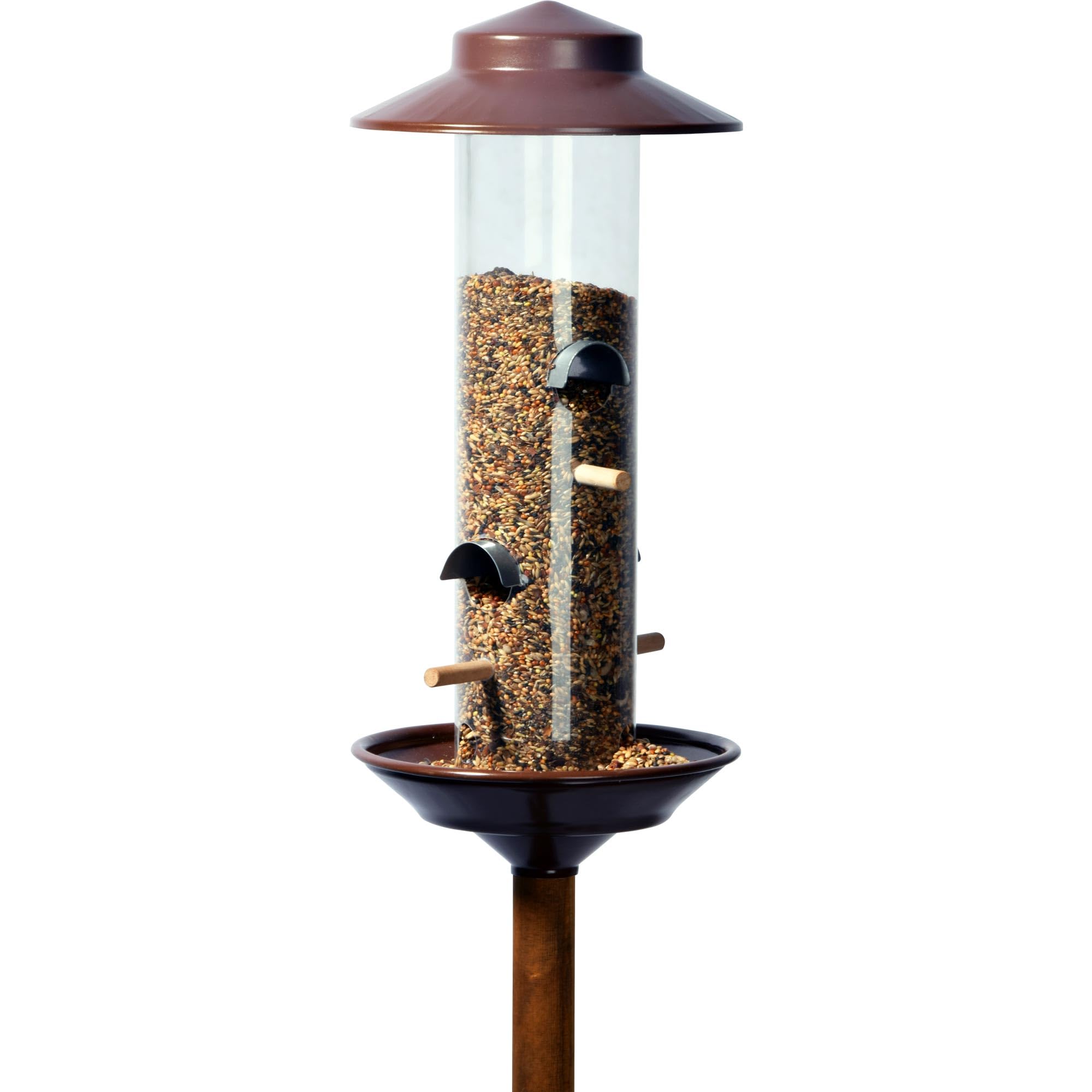 Luxus-Vogelhaus 28810 Copper-Look Feed Colonna con Supporto in Legno, 33 cm