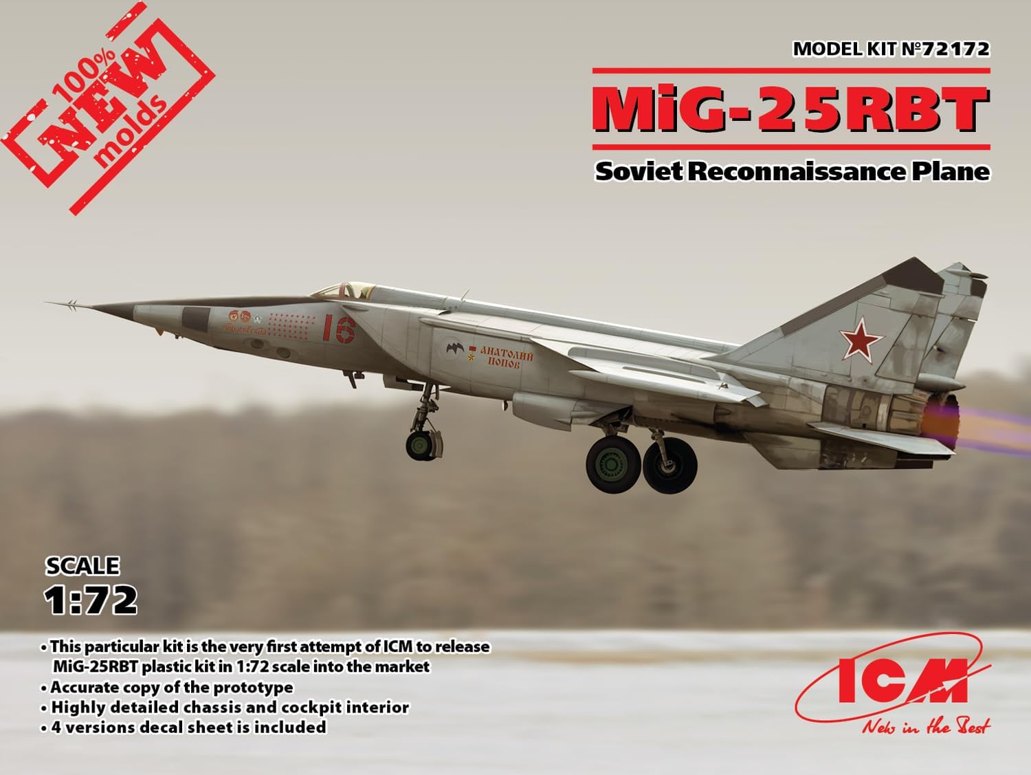ICM ICM72172 1:72-MiG-25 RBT, Soviet Reconnaissance Plane SkyBlue