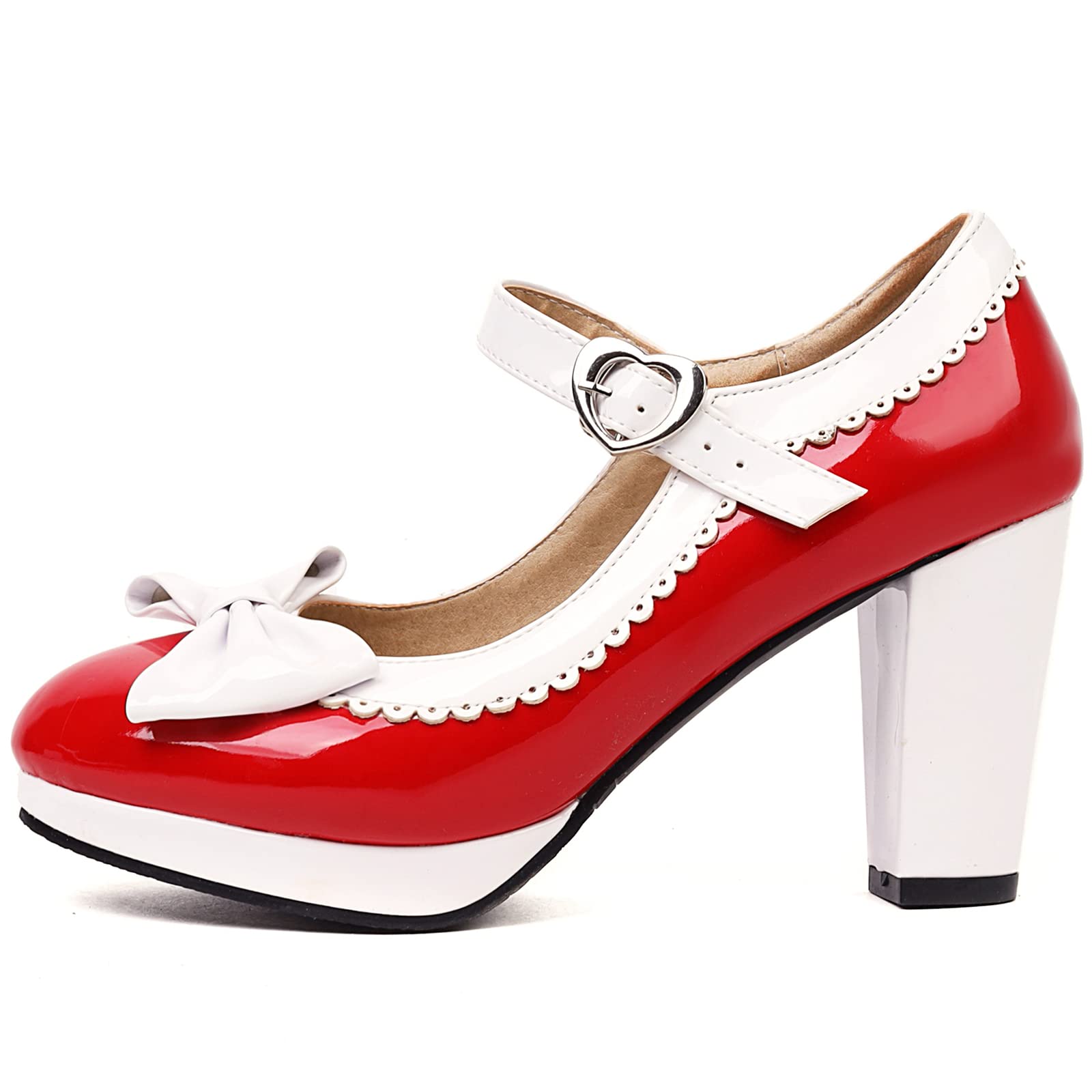 Mary Janes à Bout Rond Doux pour Femmes avec Plates-Formes Basses et Talon Bloc