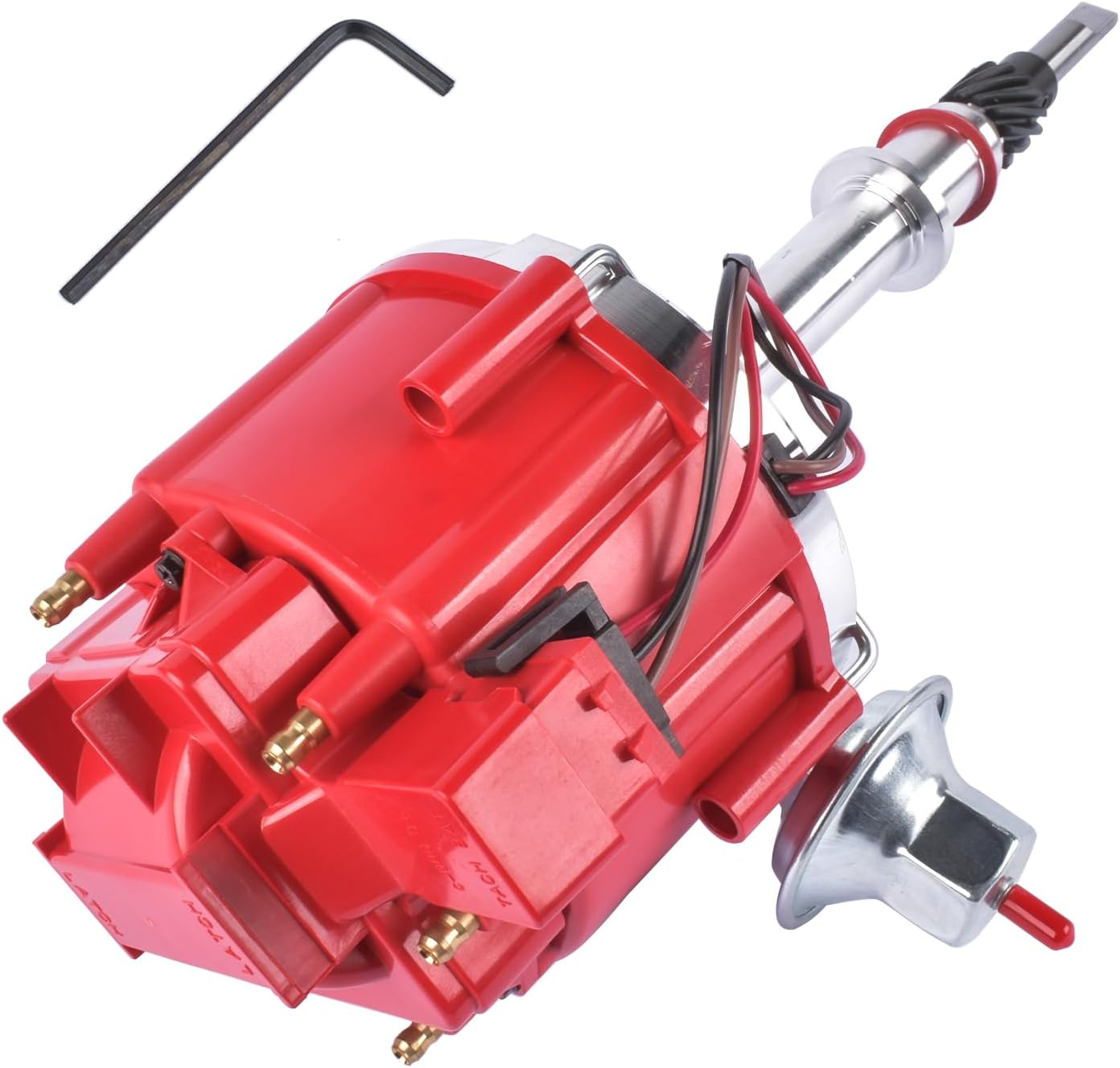 HEI Ignition Distributor 65K Coil 6 Cylinders Replacement for AMC Jeep Straight 6, 232 3.8L, 242 4.0L, 258 4.2L One Wire with Red Cap