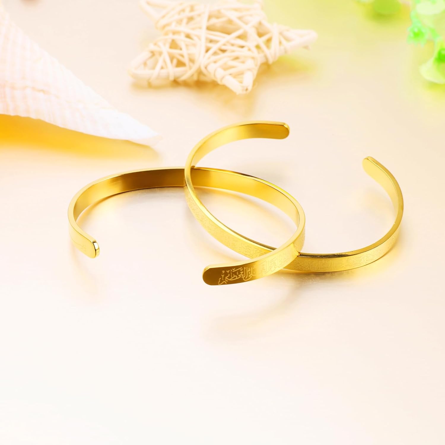 EUBUY Muslim Quran Allah Openable Bangles Arabic Calligraphy Cuff Bracelet, Islamic Jewelry for Women Men Islam Eid Ramadan New Year Gifts