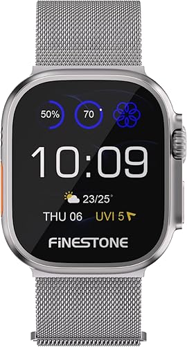 Miniatura 3 de FiNESTONE Correa de malla milanesa para Apple Watch Ultra 2, malla de titanio, cierre magnético, para Apple Watch Ultra 2 y Ultra 1, titanio, 1.929
