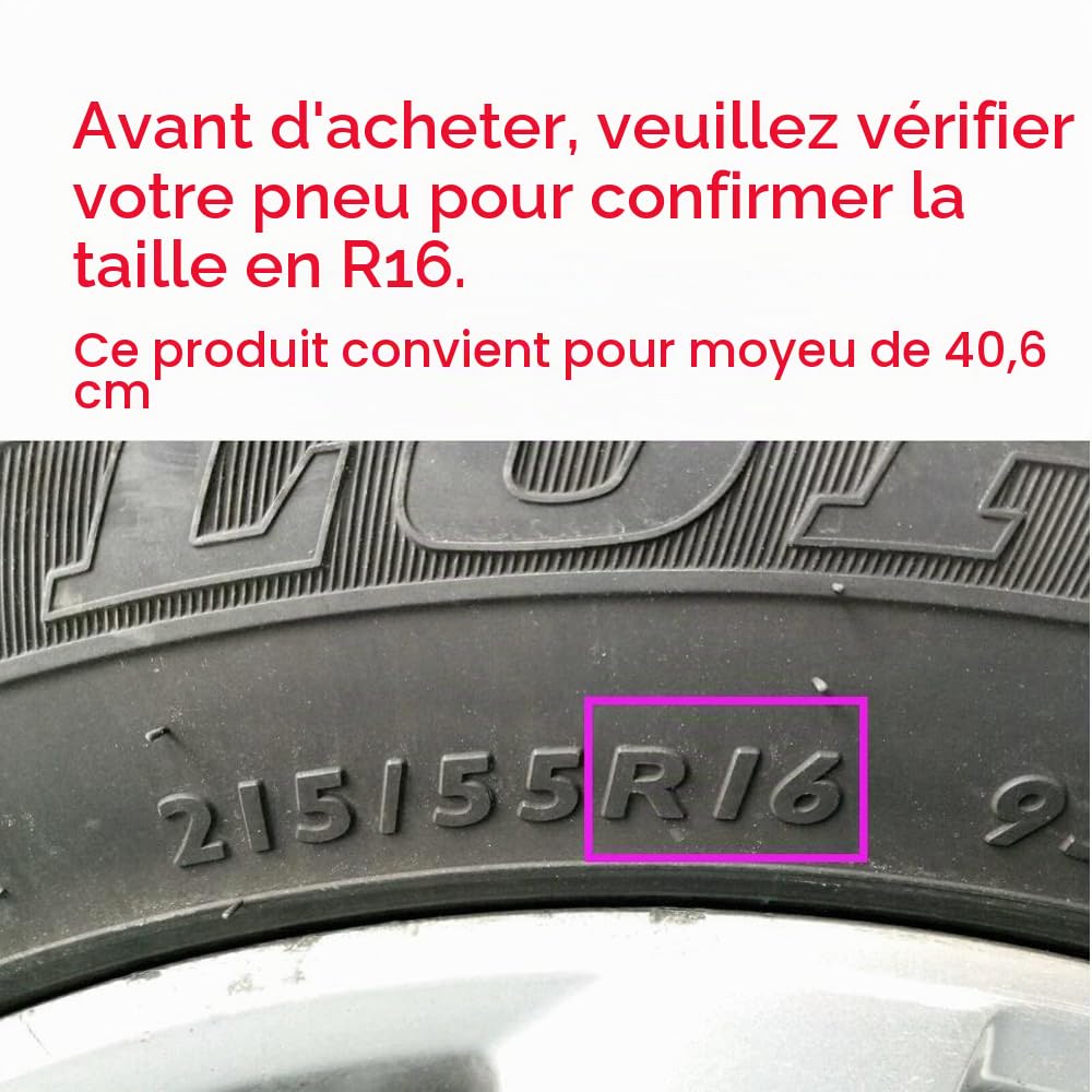16 Pouces Noir Argent Enjoliveurs pour Jantes en Acier - 4 pièces, ABS, Installation par clipsage
