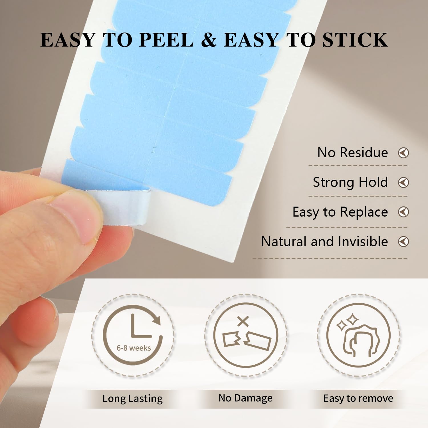 Hair Extension Tape Replacement, Double-Sided Invisible Adhesive Tape No Residue Professional Tape for Tape in Extensions #Blue(60 Pieces)