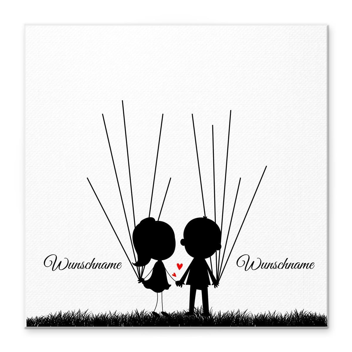 Madyes Płótno Ślub Odcisk palca Księga gości Spersonalizowana Sweet Couple dla młodej pary jako prezent, dekoracja ślubna, imiona z datą. 50 x 50 cm duży na blejtramie drewno