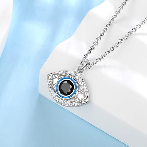 Miniatura 8 de Jewmon Collar de plata de ley 925 contra el mal de ojo para mujer, collar de ojo de pavo de la suerte, joyería de mal de ojo, regalos para mamá,