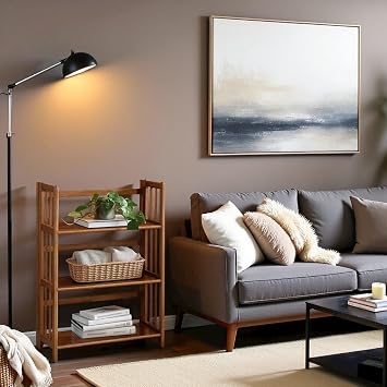 Furnifact Brown Chestnut Folding Bookshelf with Solid Frame, Foldable Shelf Unit with 3 Fixed Tiers, Stackable Folding Shelves, No Assembly Required
