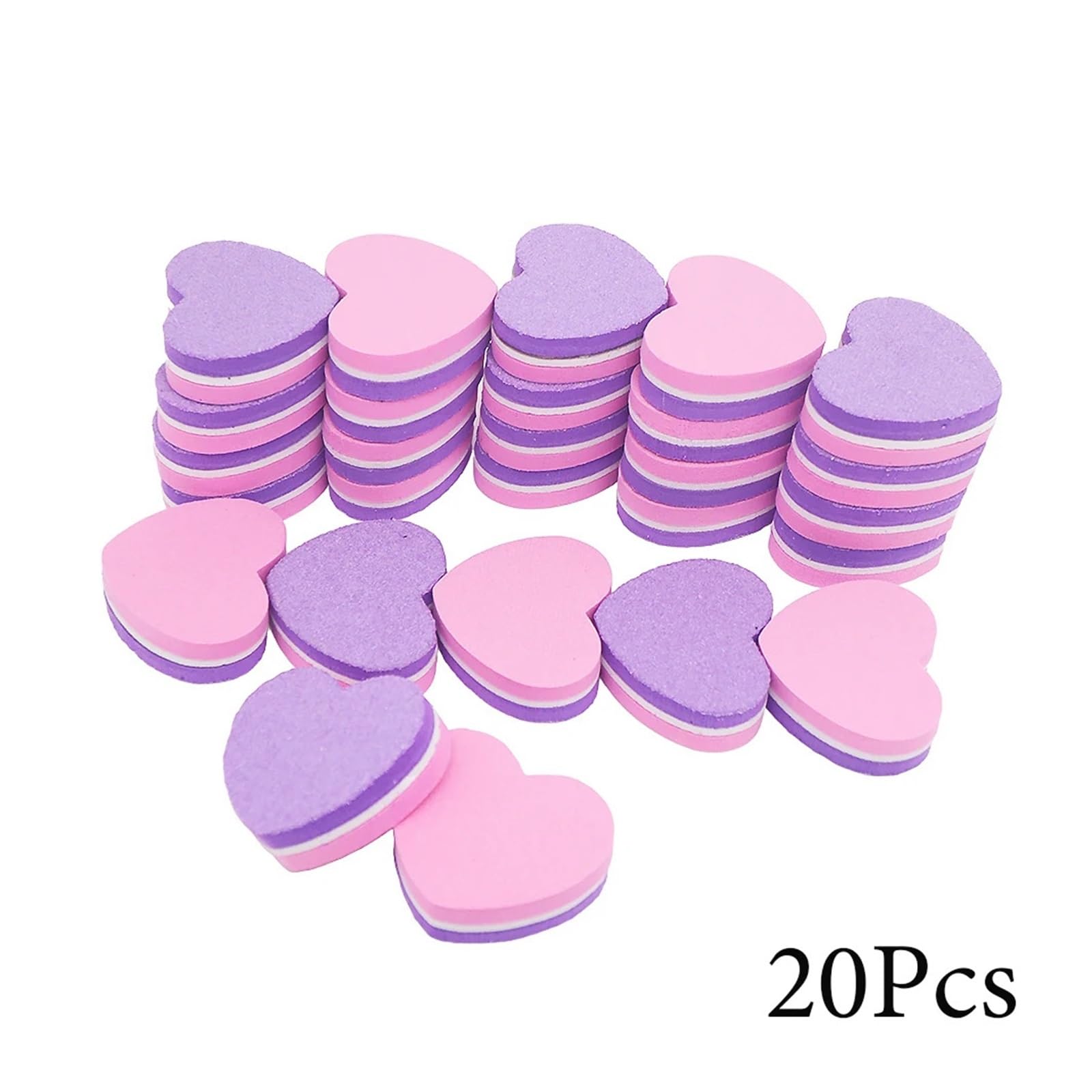 Lot de 10 à 50 limes à ongles en forme de cœur violet et rose