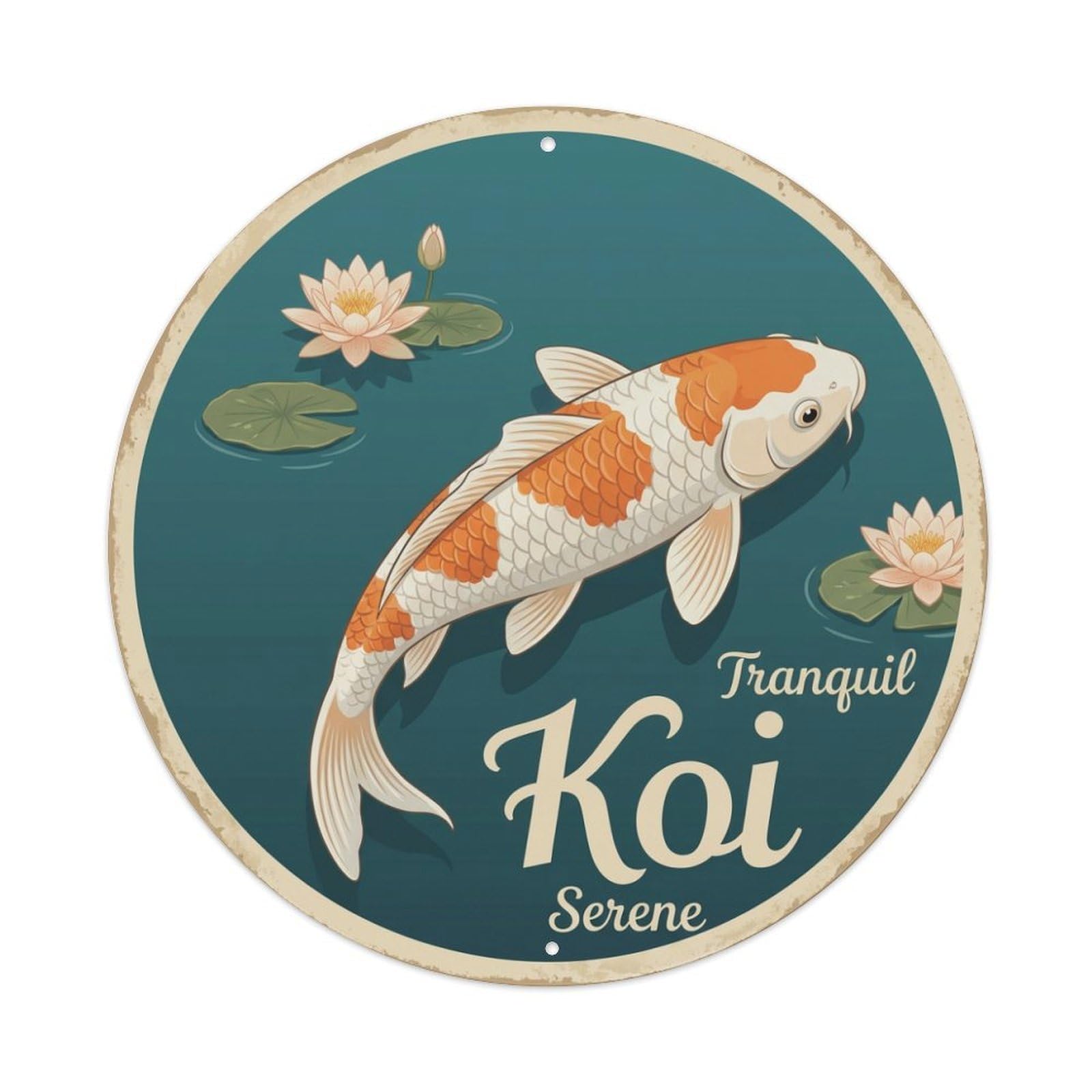 Koi Fish Tranquil Serene Peaceful Waters Calm Quiet Still Metal Tin Sign
