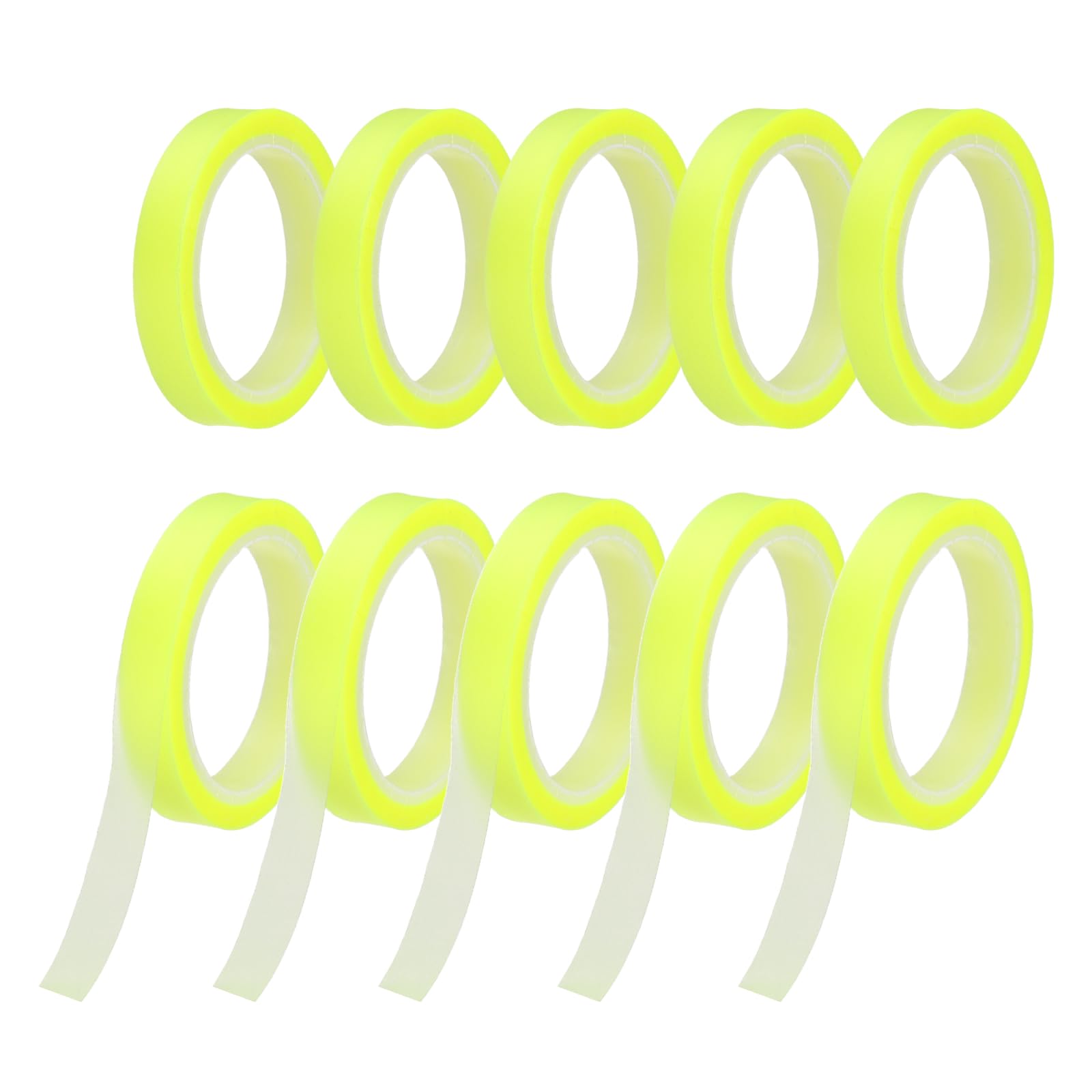 PATIKIL 10Rolls Highlighter Tapes, 5M x 6mm Transparent Marking Sticker Removable Clear Color Tapes Office Class Supplies for Teacher Book Reading Home Fluorescent Yellow