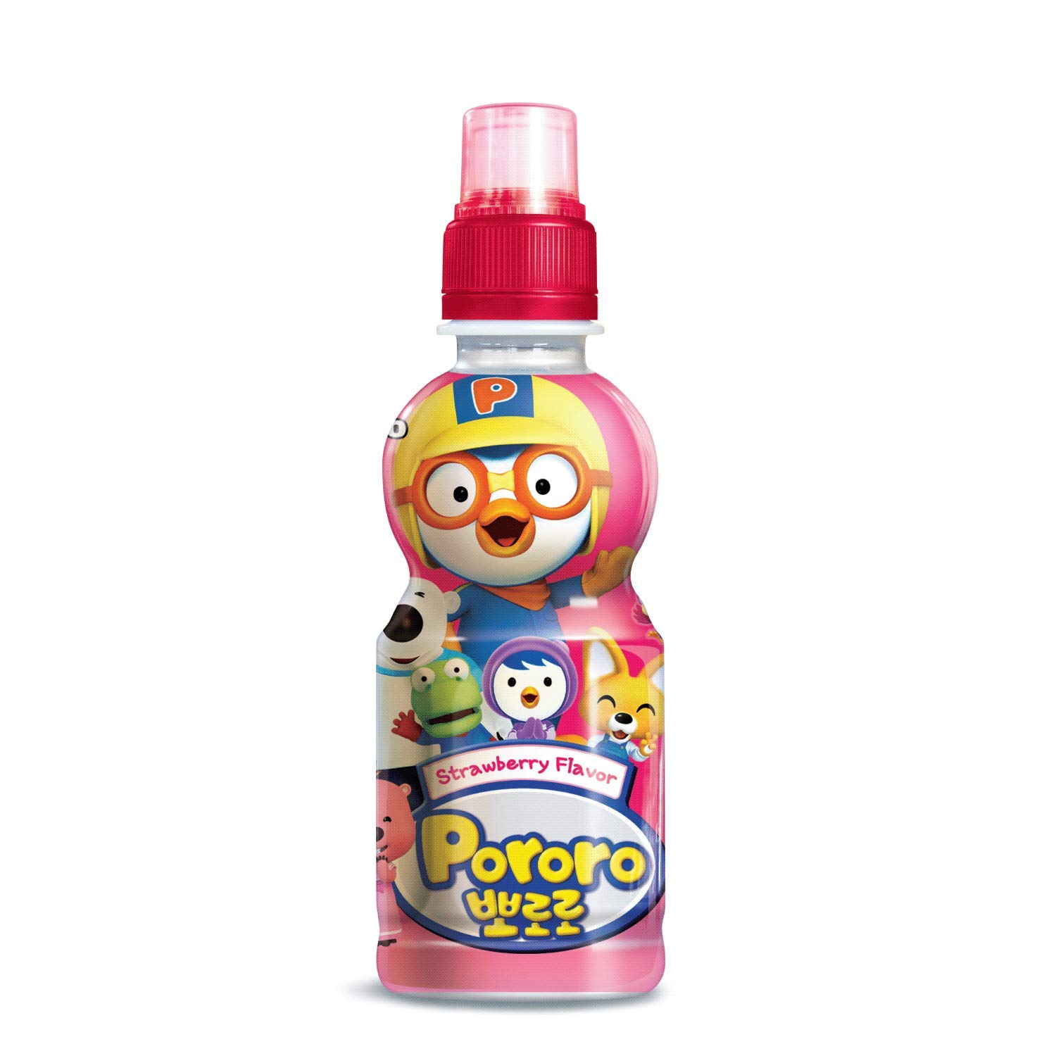 Paldo Fun & Yum Pororo Kids Strawberry Flavor Drink, Pack of 8, Fruit Juice Drinks with Comfortable Push-Pull Sports Cap, Perfect Drink for Children 7.95 fl oz. x 8