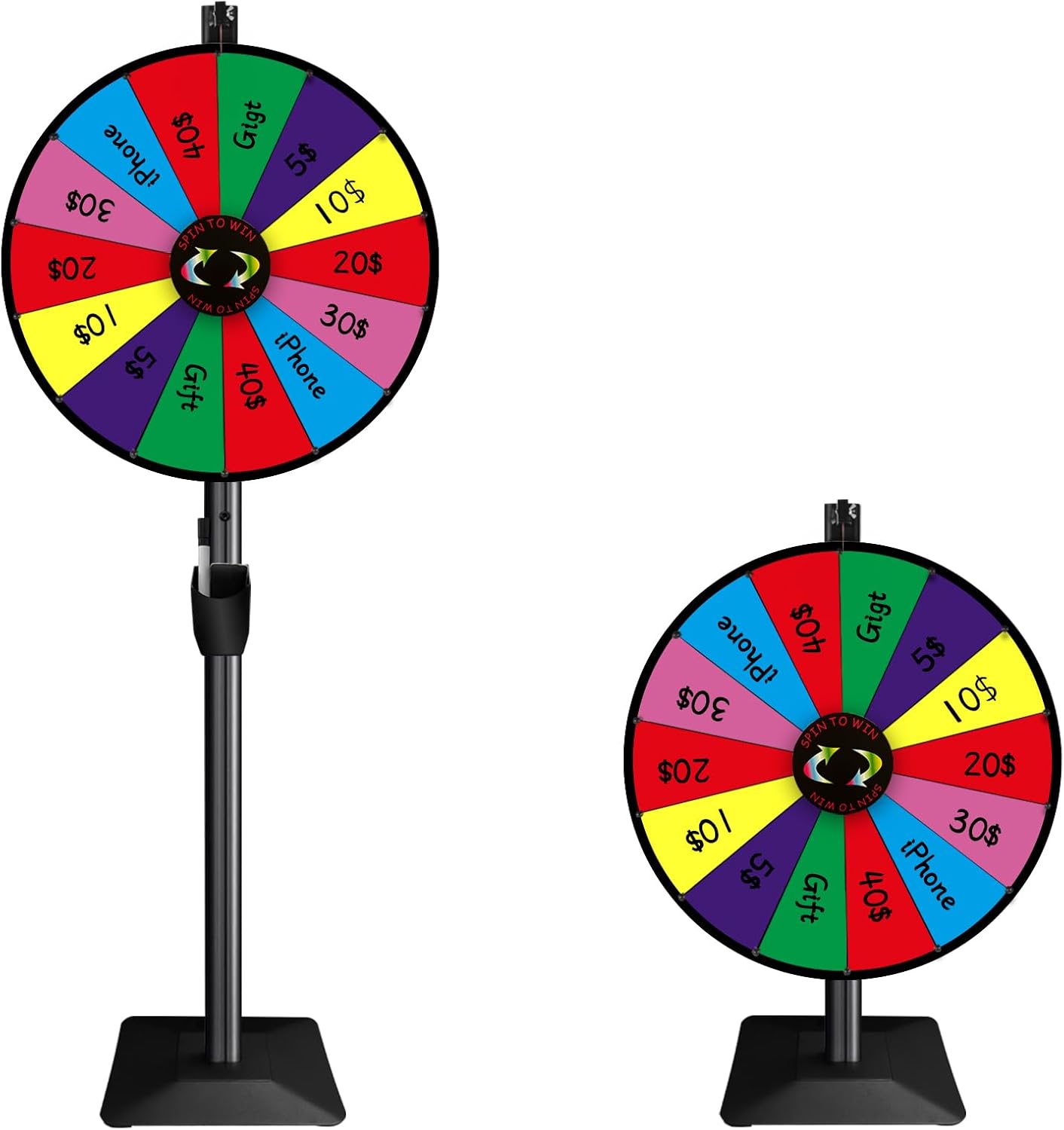 Dual-Use Prize Wheel with Tabletop & Floor Stand, 14-color Slots (SCZS 24")