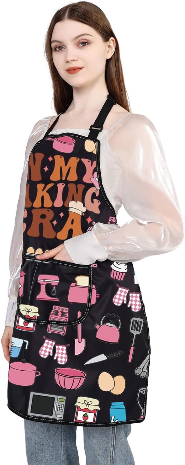 WSNANG 面白い ベーキングエプロン ポケット付き In My Baking Era エプロン ベイカーズギフト パティシエギフ