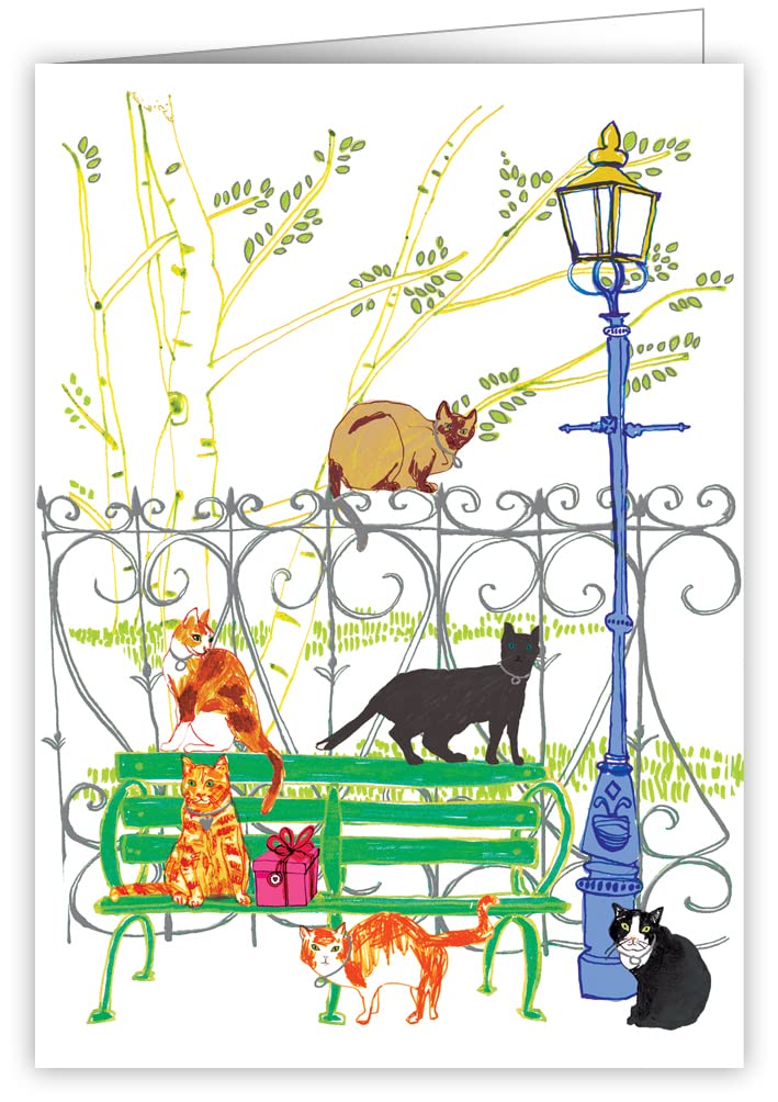Quire Lemon Lou Card Cats On Bench