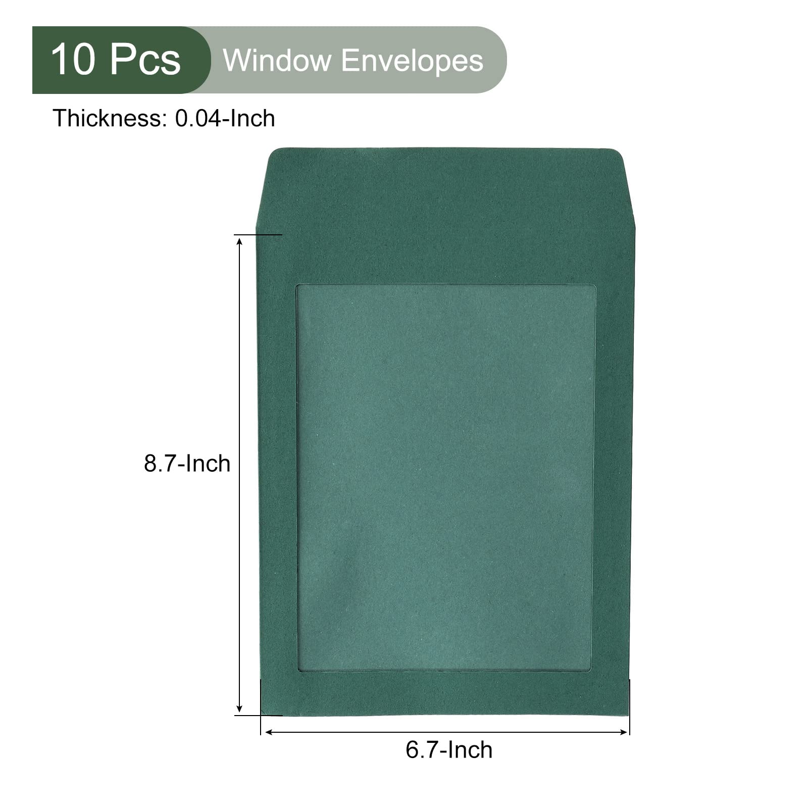 YOKIVE 10 Pack Full-Face Window Envelopes, A5 Clear Single-Side Window, Green, 8.7 x 6.7 inch - Image 2