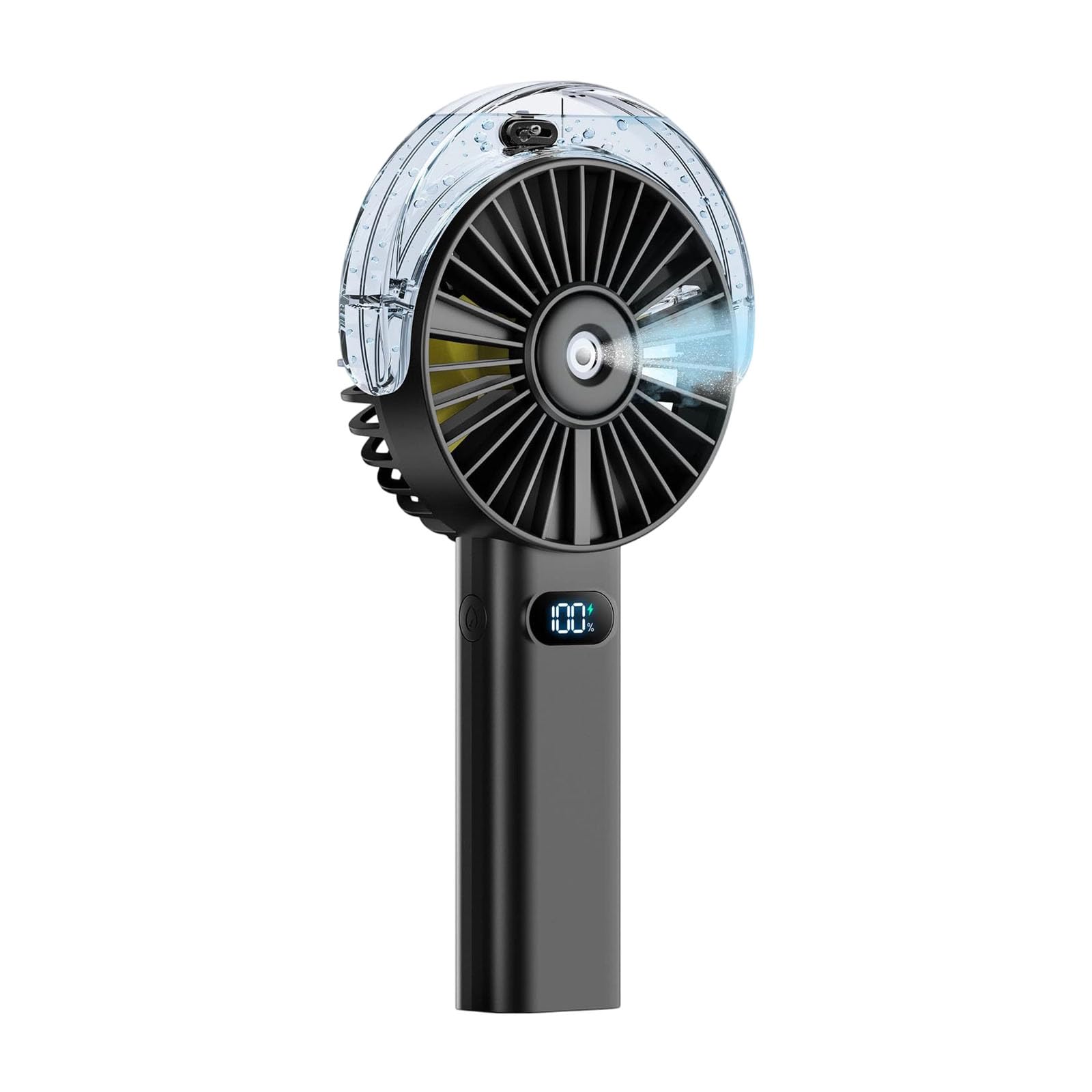 HZBB Compact Misting Fan Rechargeable 4000mAh with 20ml Water Tank, Handheld Cooling Fan for Park Desk Theme Park Trips Mist Cooling Rechargeable Mist Handheld