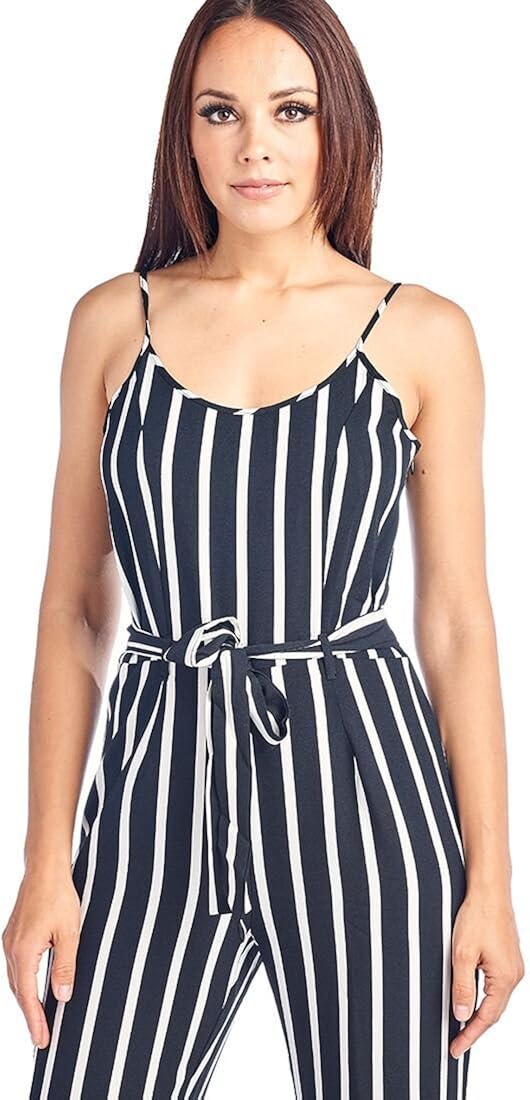 Black and white pinstripe jumpsuit Clearance
