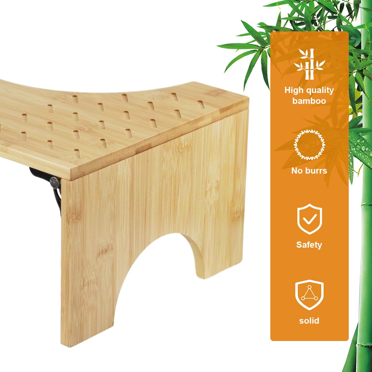 Tabouret De Toilette Pliable En Bambou - Aide à La Position Accroupie 35°, Soulage Constipation, Pliable Et Antidérapant